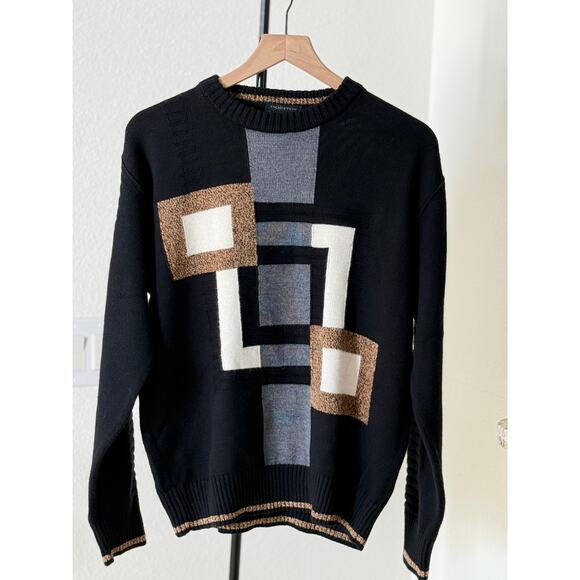 Vintage Point of Italy Wool Blend Abstract Sweater Neutral Tones L/XL - Picture 11 of 15